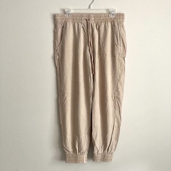 Cloth & Stone Anthropologie Womens Beige Joggers Pants Sz Medium Pockets Tencel - Picture 1 of 11